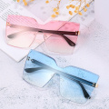 one piece big rimless square 2020 new arrivals retro fashion shades custom designer luxury  metal sunglasses women 75501